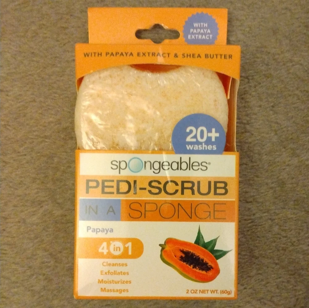 Spongeables Women's Pedi Scrub Foot Exfoliating Wash Sponge in Papaya